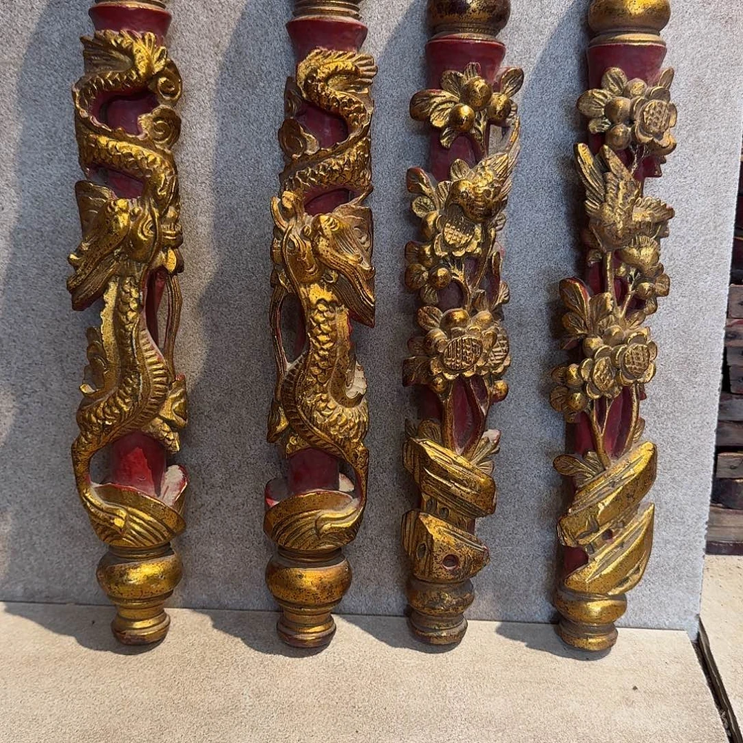 有机玻璃雕花龙柱各一对