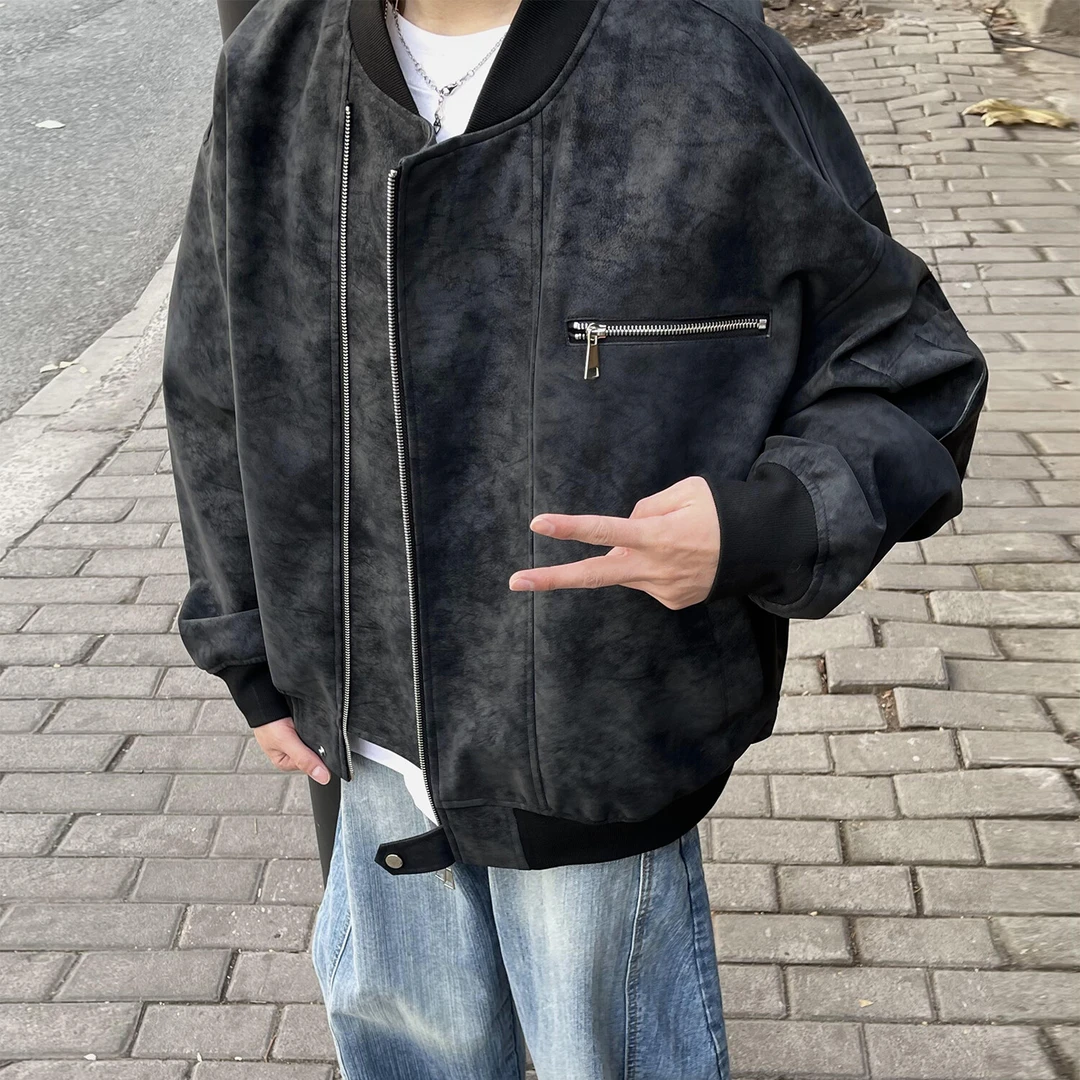 美拉德水洗短款机车夹克男2025春季新款男士休闲痞帅韩版外套港风