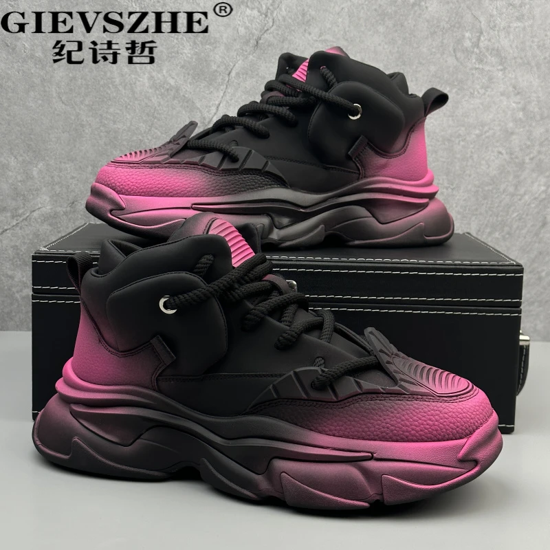 纪诗哲男鞋夏季新款厚底增高老爹鞋复古小欧洲复古厚底男士老爹