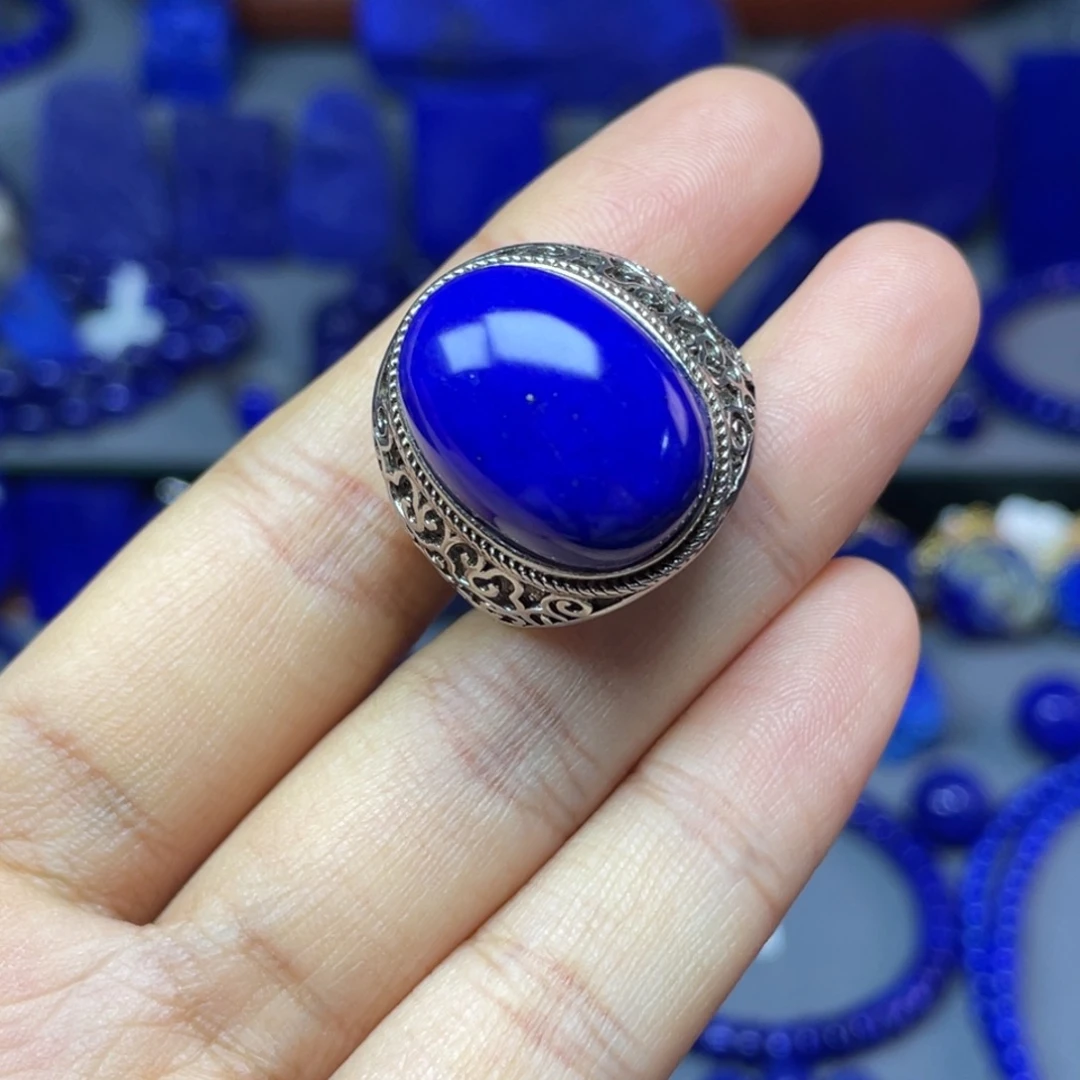 青金石银S925镶嵌戒指（可调节）