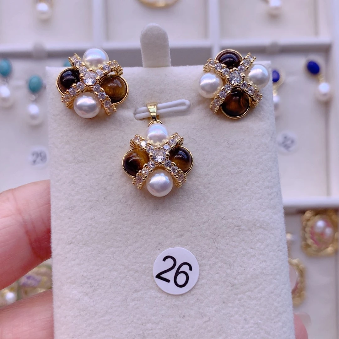 合金淡水珍珠耳饰