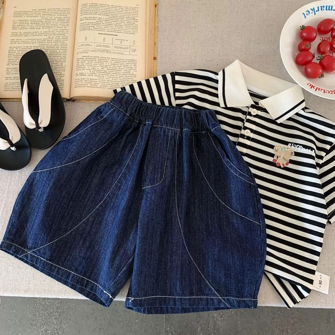 儿童男童牛仔裤子短裤2025新款女童夏季休闲休闲裤宝宝五分裤