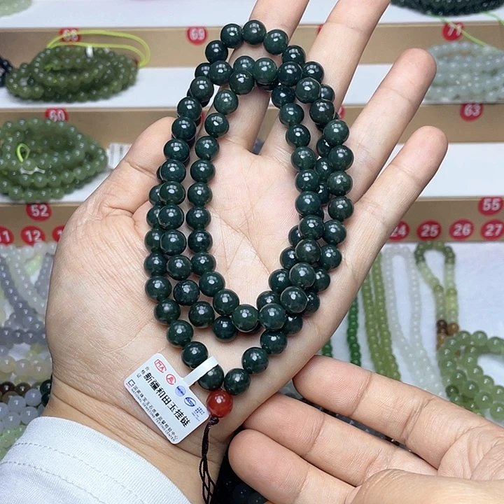 和田玉颈饰未镶嵌雨**岛8mm