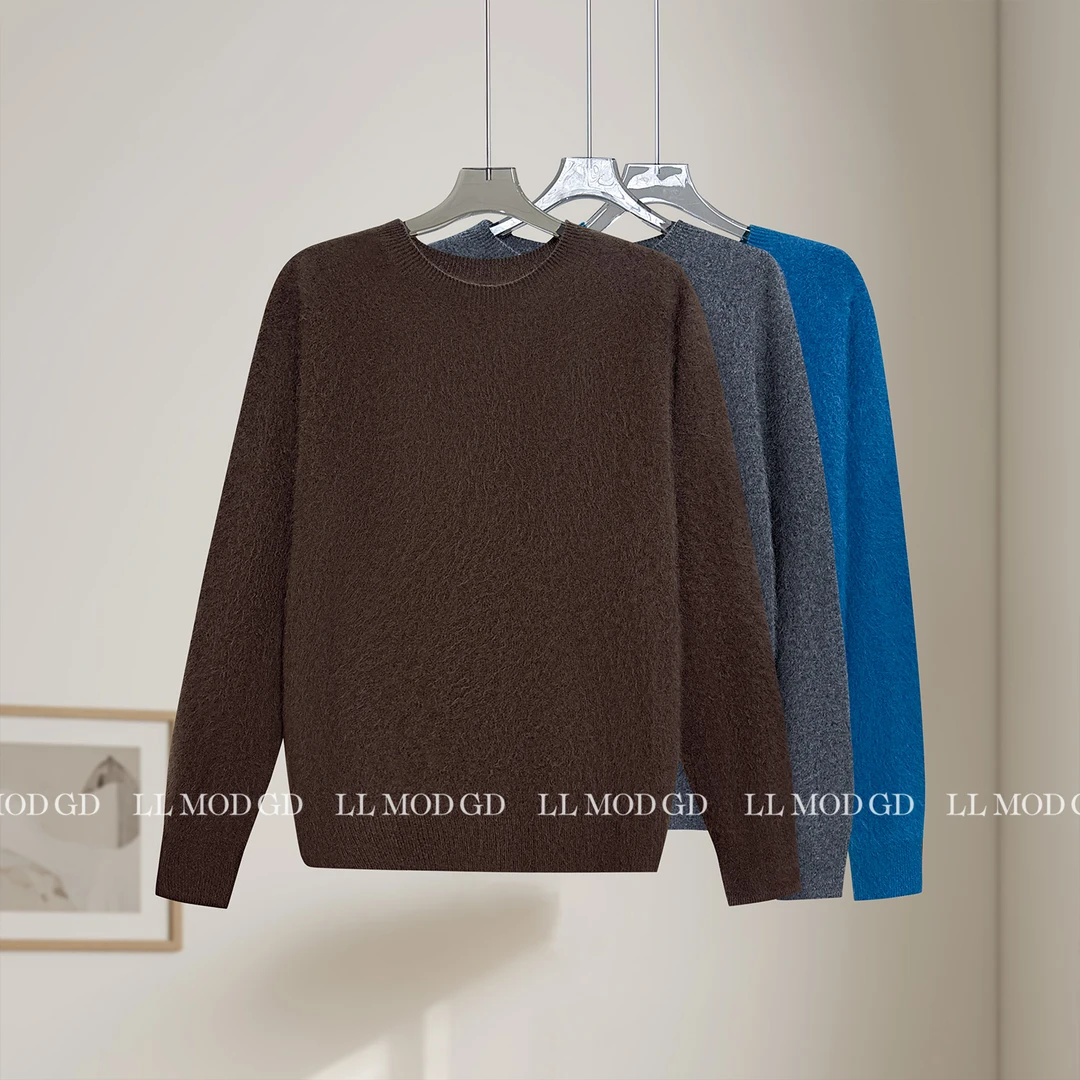 以绵柔为领 秋冬无缝一体软糯舒适绵羊毛圆领毛衣 YLXR-6201001