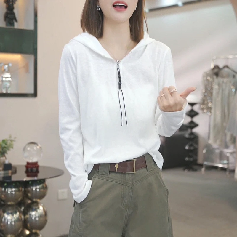 【优雅恋人】极简风高级感连帽卫衣2025早秋新款纯欲慵懒风女装上衣