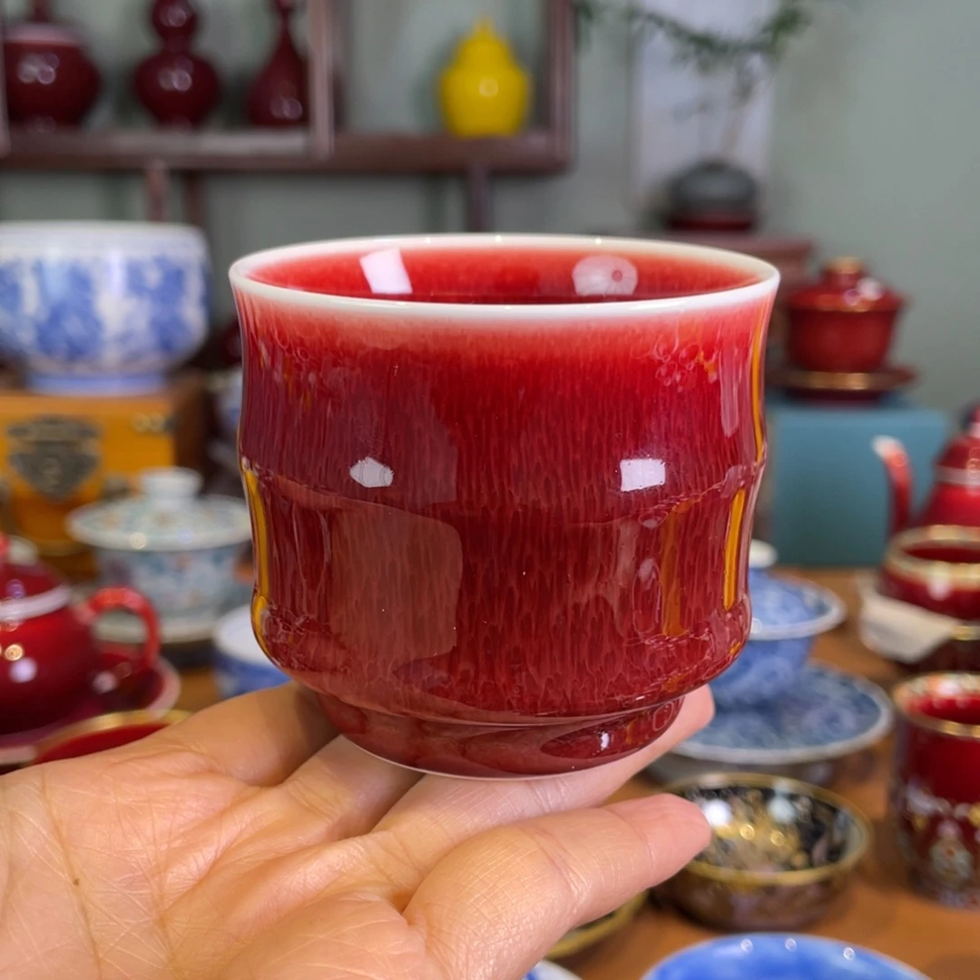 清欢雅玩原矿郎红竹节杯