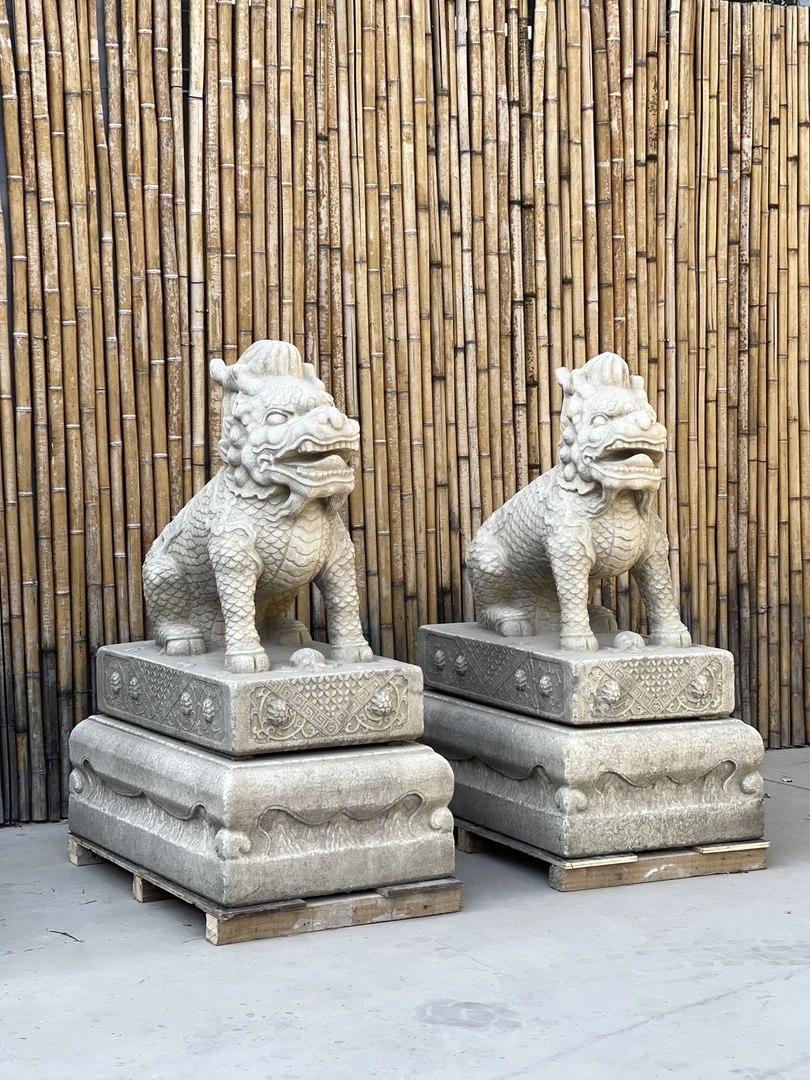 麒麟一对•汉白玉材质