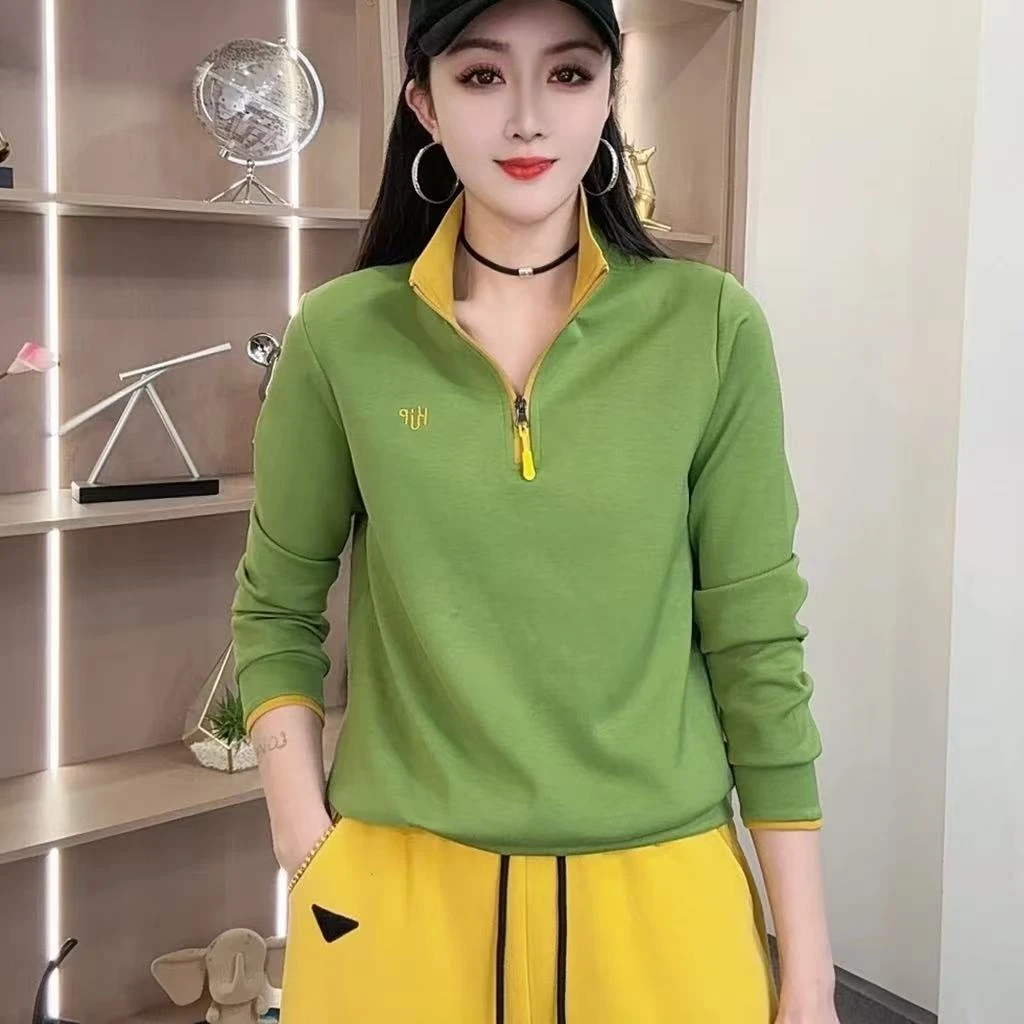 【枝枝女装】春款时尚休闲刺绣洋气春季显瘦长袖宽松立领百搭上衣