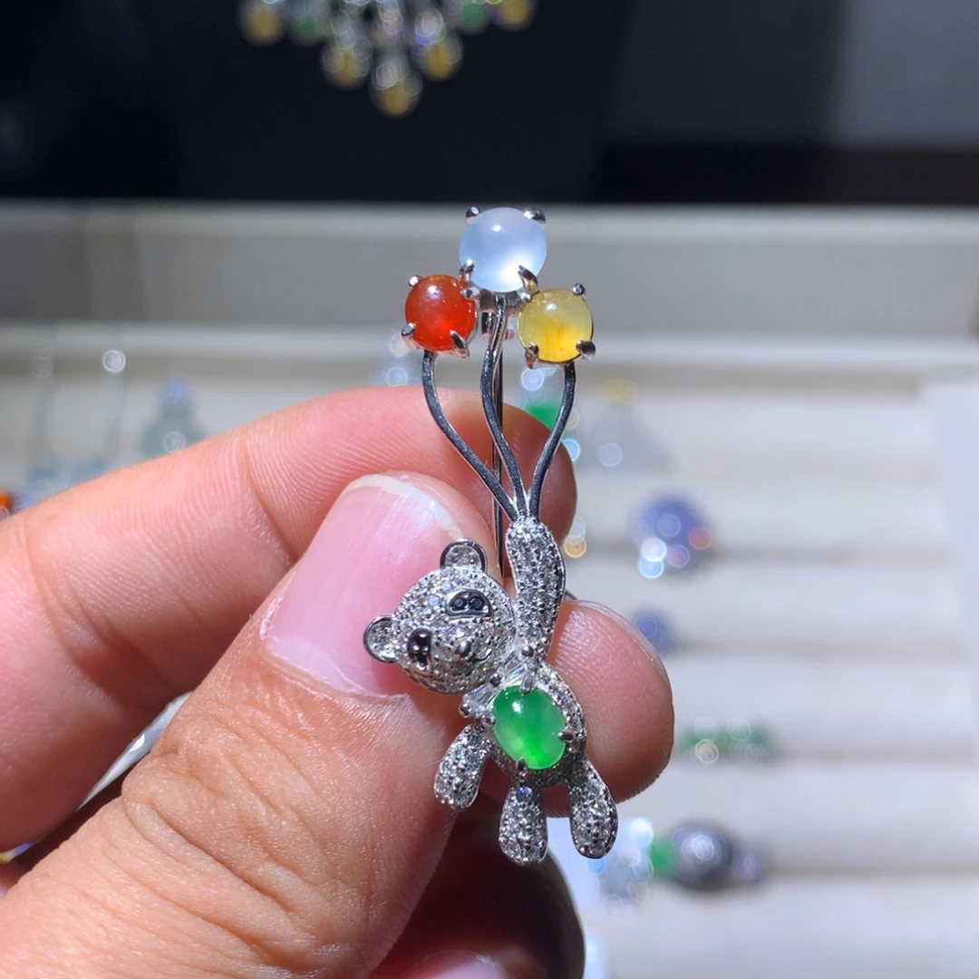 银S925镶嵌翡翠耳饰50