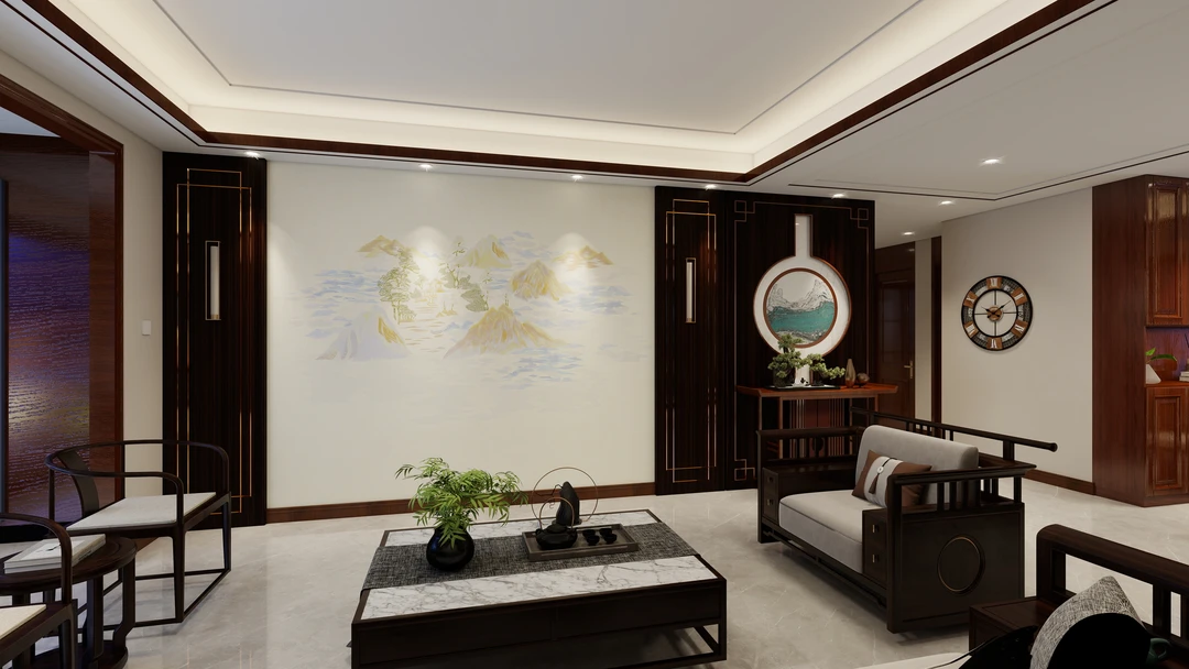 独秀三娃-五彩金山独秀刺绣背景高端沙发电视背景加厚壁布墙布