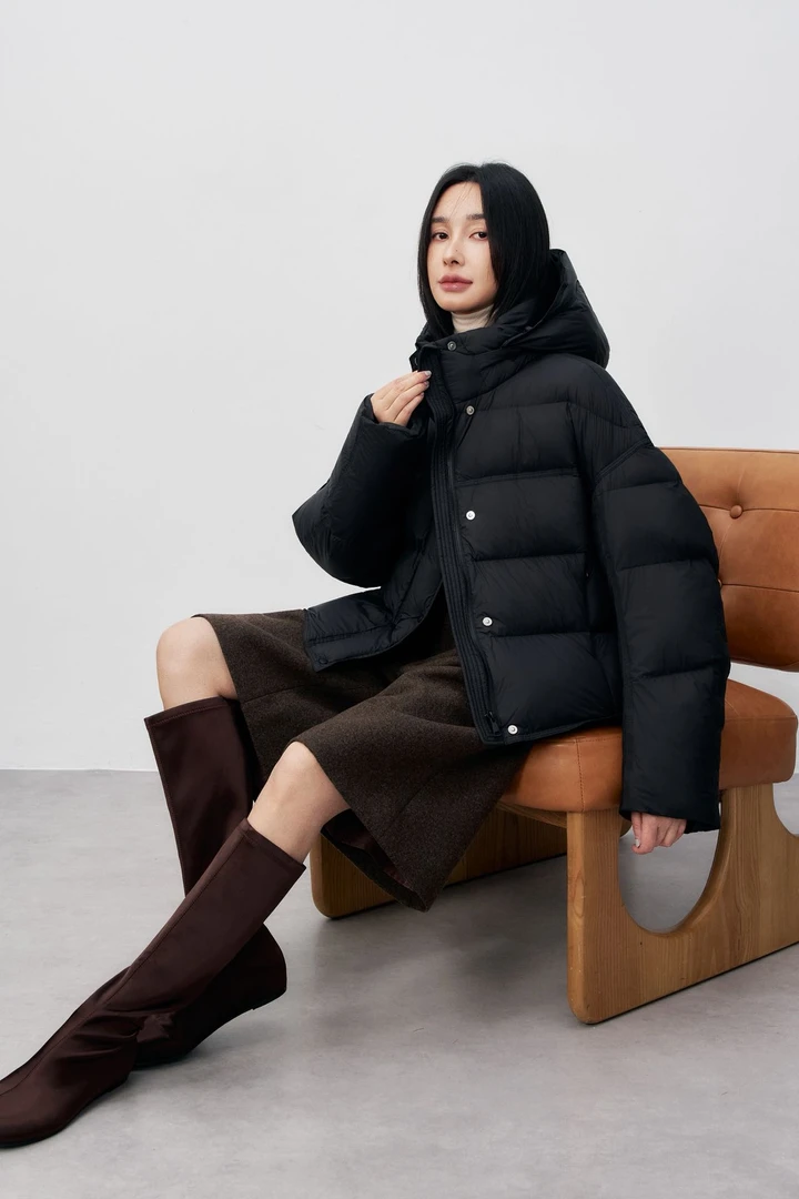 【95绒子白鹅绒】新款2025羽绒服冬季泡芙系列休闲百搭小个子鹅绒服