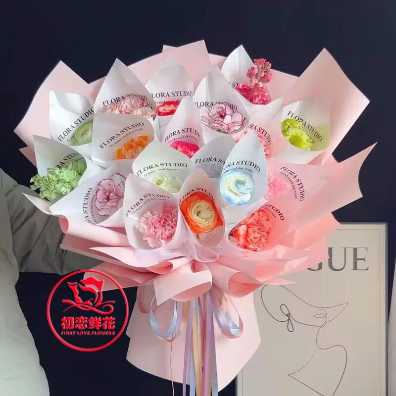 自行加购【一岁一花】一岁一礼花束（几岁购买数量是几份）多巴胺色系随机搭配生日鲜花店送花上门