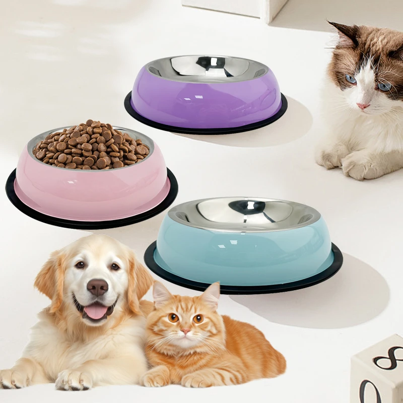 不锈钢狗碗猫碗防打翻宠物小型大型吃饭喝水通用宠物猫粮盆