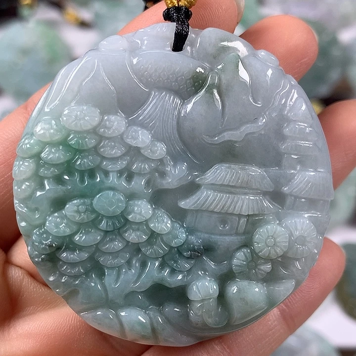 颈饰未镶嵌翡翠山水两工艺福利