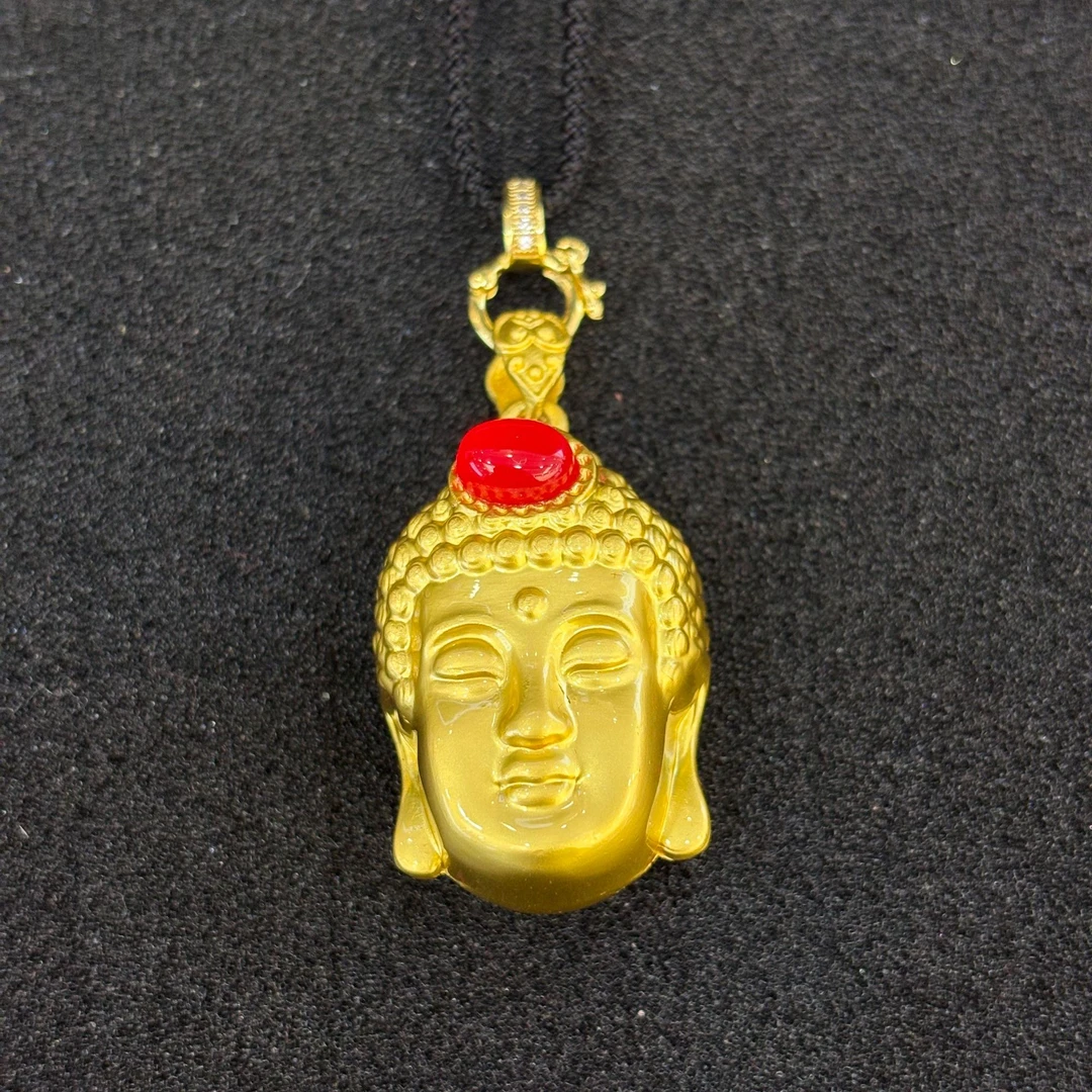 【小七正品】平安如来佛头玉髓合金镶嵌吊坠赠黑绳【YPN356】