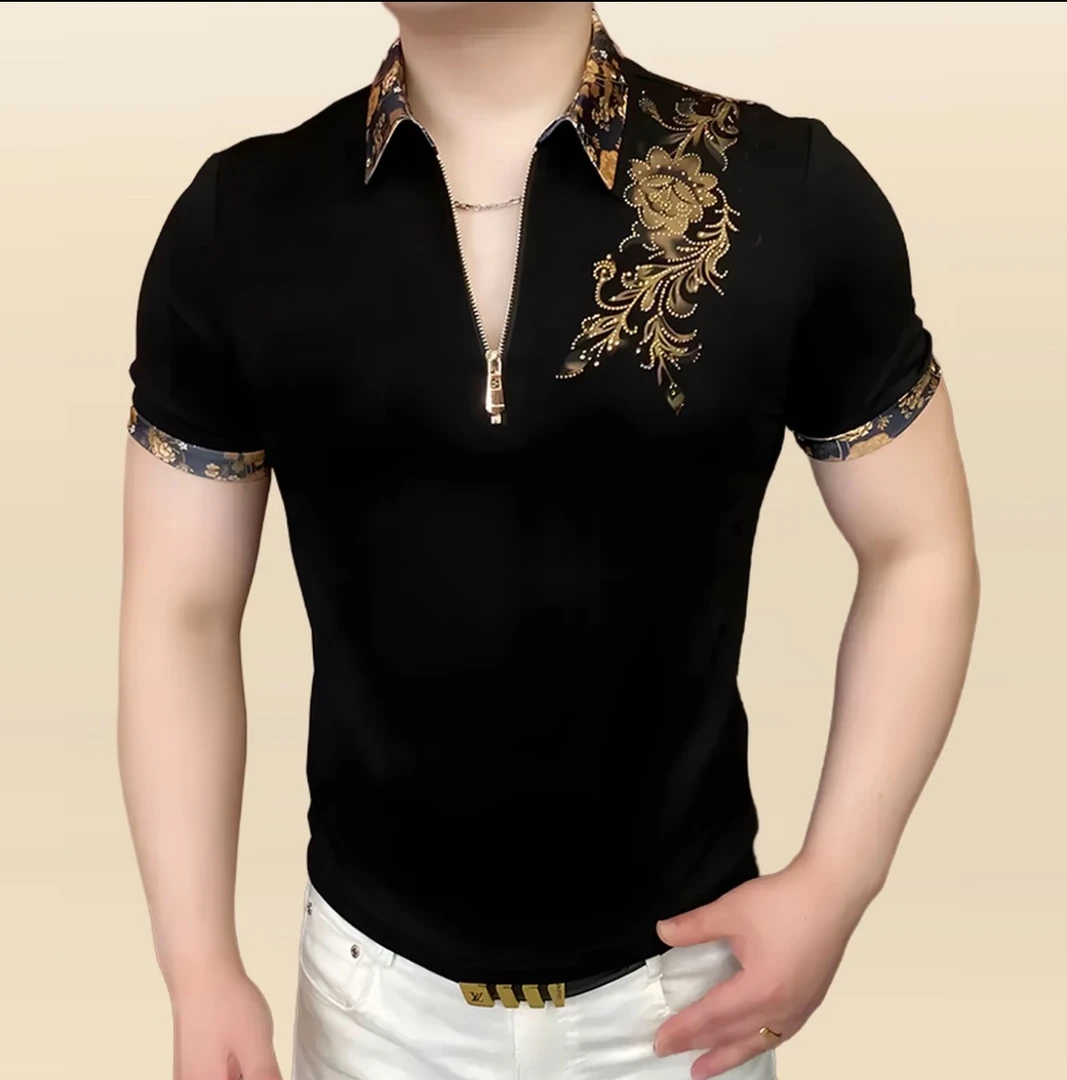 《金纹雅仕》2025夏Polo衫男士时尚休闲夏季潮流修身翻领帅气轻奢