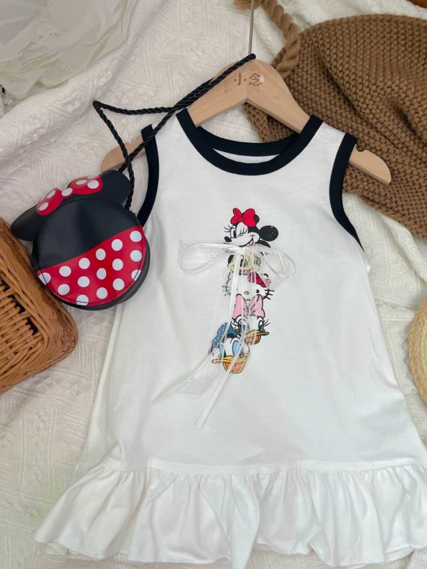 2025新款念妈女童夏新款米奇可爱背心裙韩版洋气连衣裙卡通公主裙