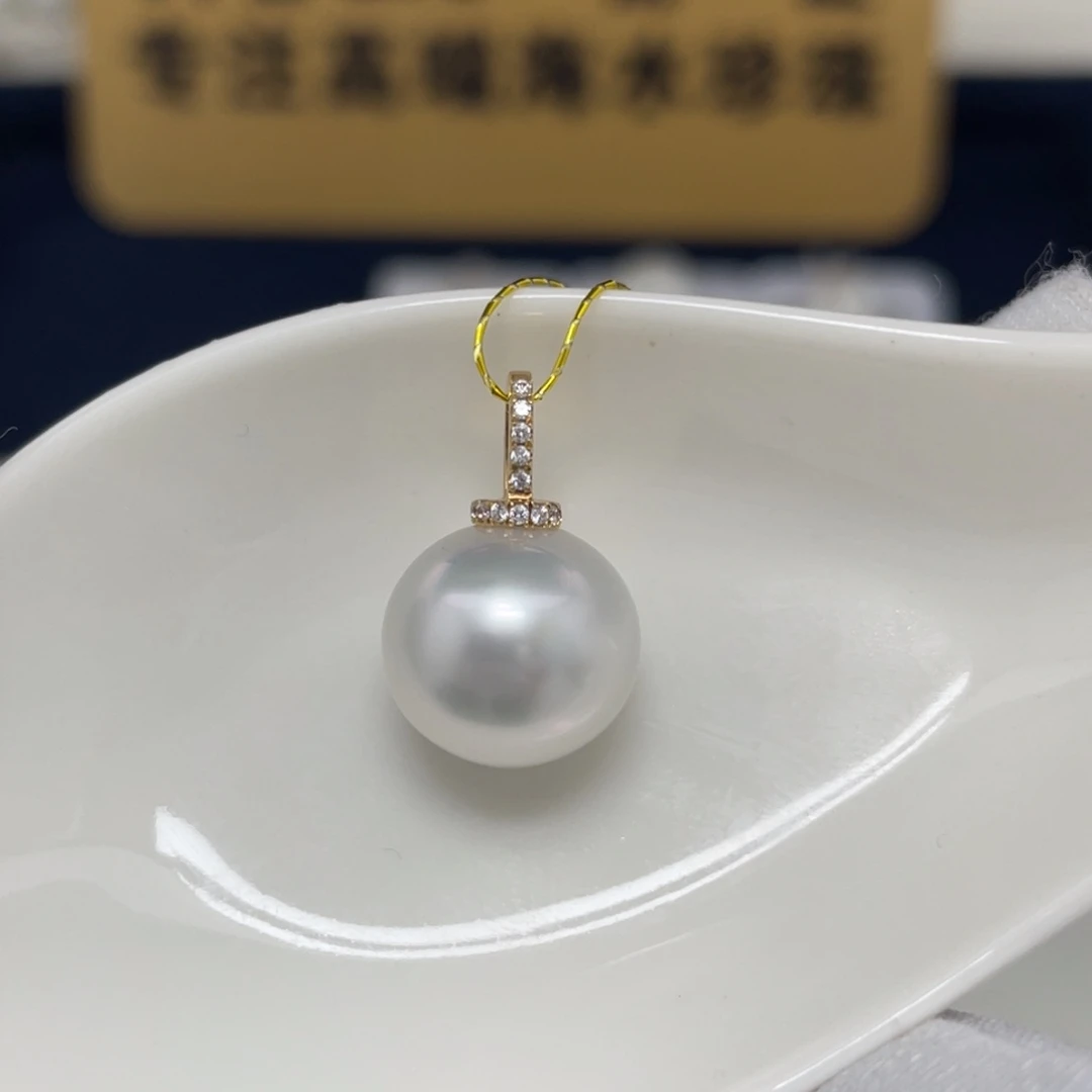 海水珍珠澳白吊坠12-1318K金镶嵌