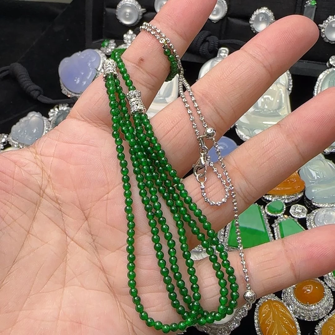 颈饰18K金镶嵌翡翠天然翡翠