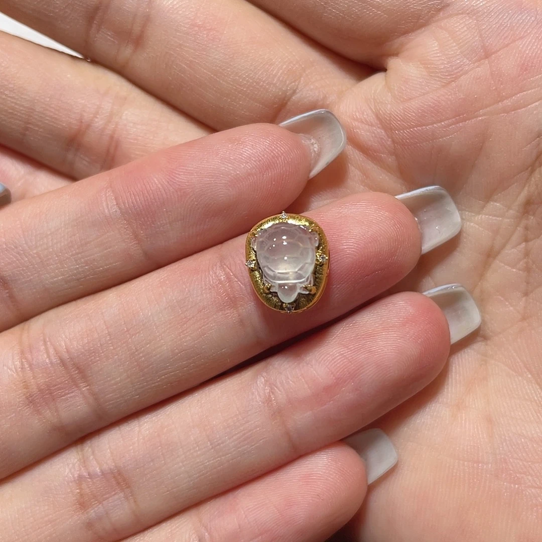 吊坠(不含链)18K金镶嵌翡翠