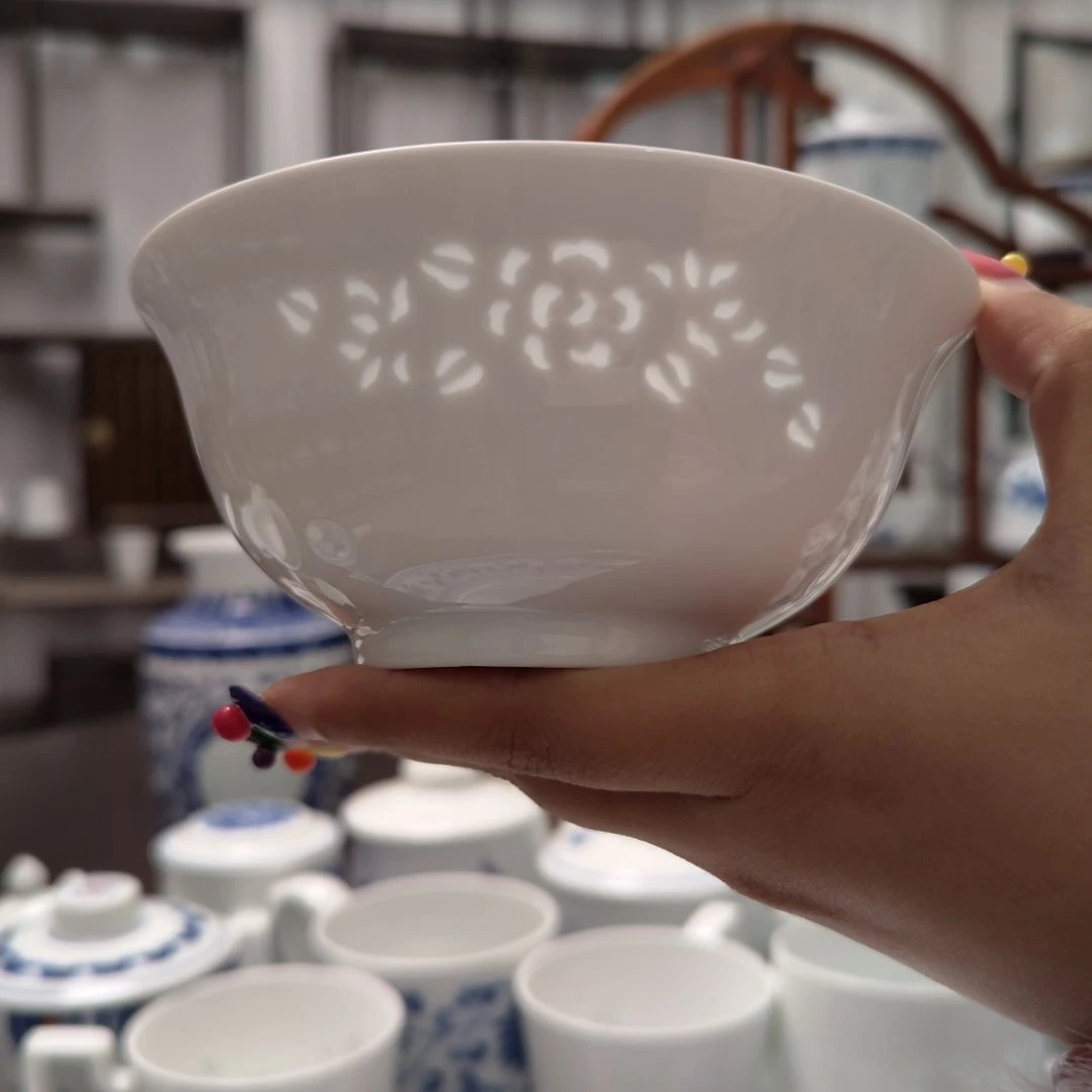 陶瓷玉牡丹5寸饭碗一个