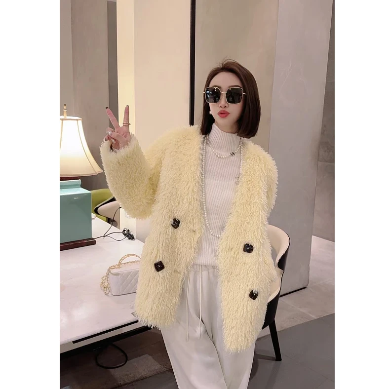 熙薇气质羊-毛外套【蛋黄莲蓉】冬季新款时尚轻奢上衣F6957