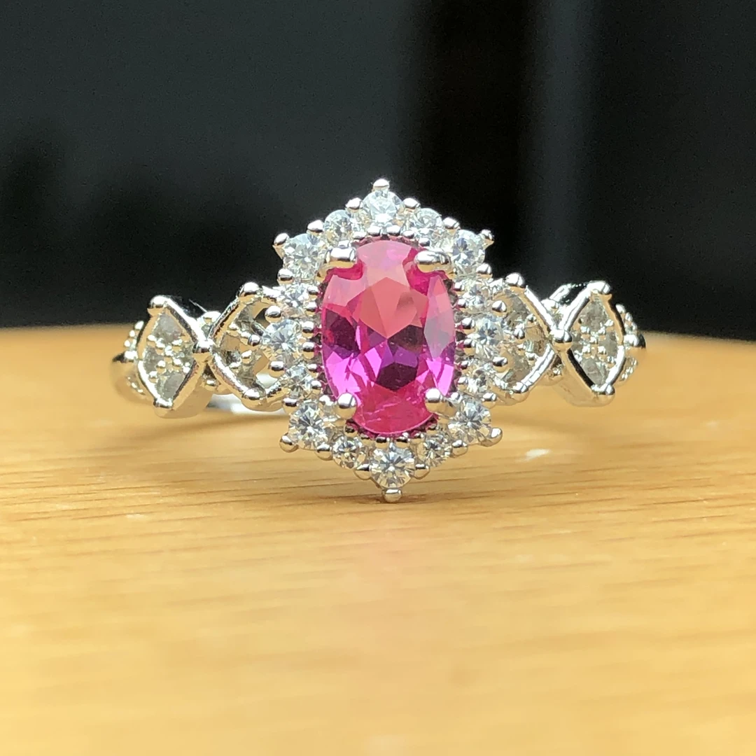 11484 粉色红宝戒指精致活口漂亮美丽精致开口可调节百搭女