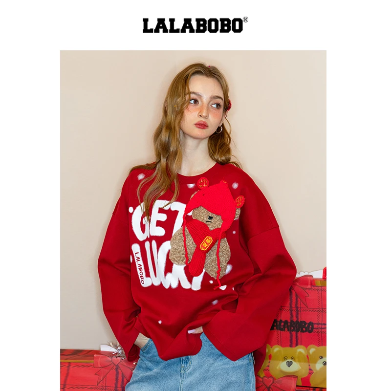 杭州LABO新款红色系长袖时尚宽松卫衣RBEA-DT24