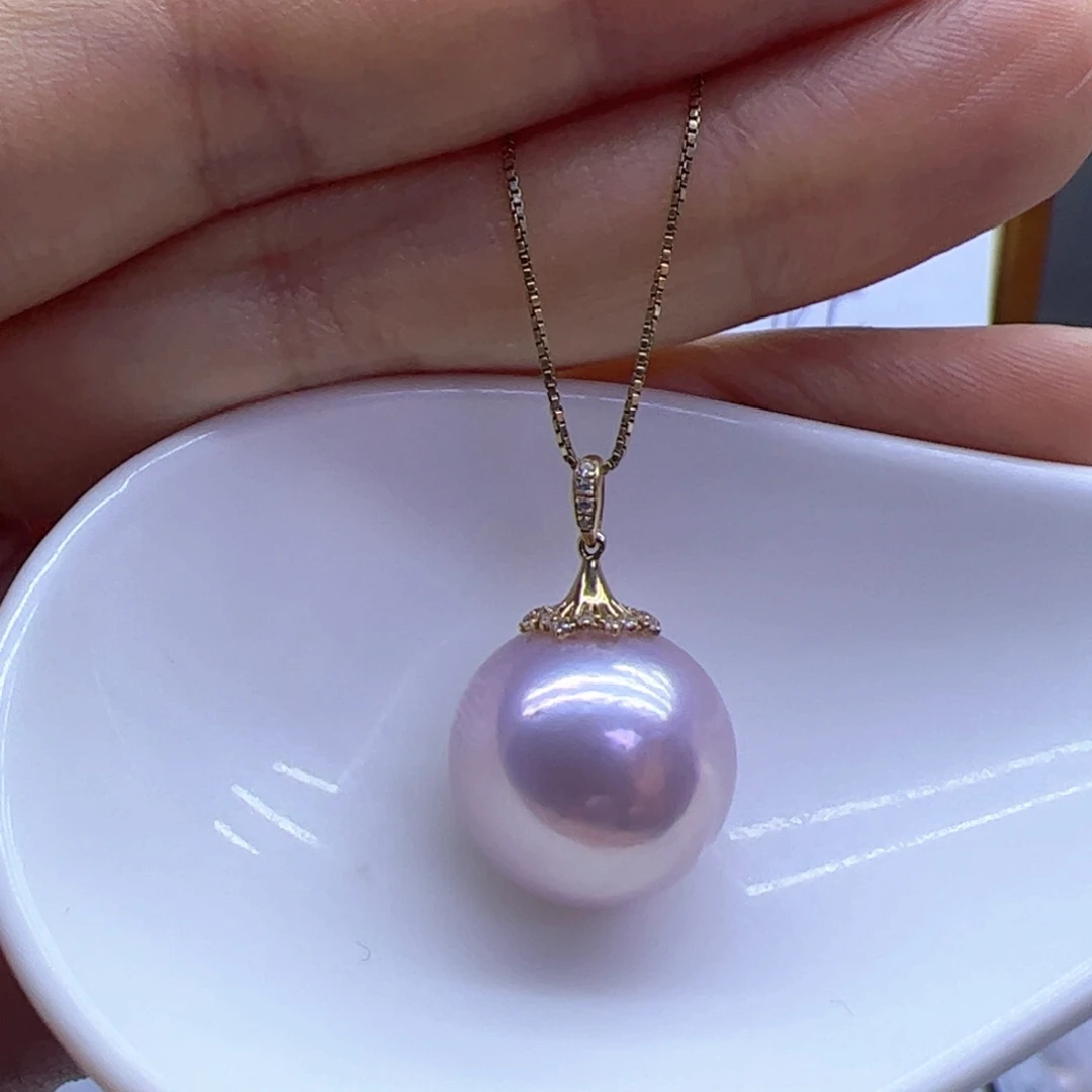 淡水珍珠吊坠(赠链)18K金镶嵌