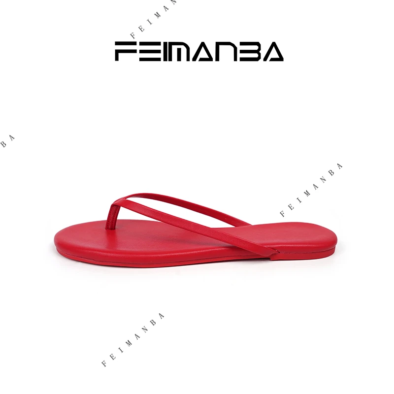 【FEIMANBA】羊皮极简风人字拖鞋女