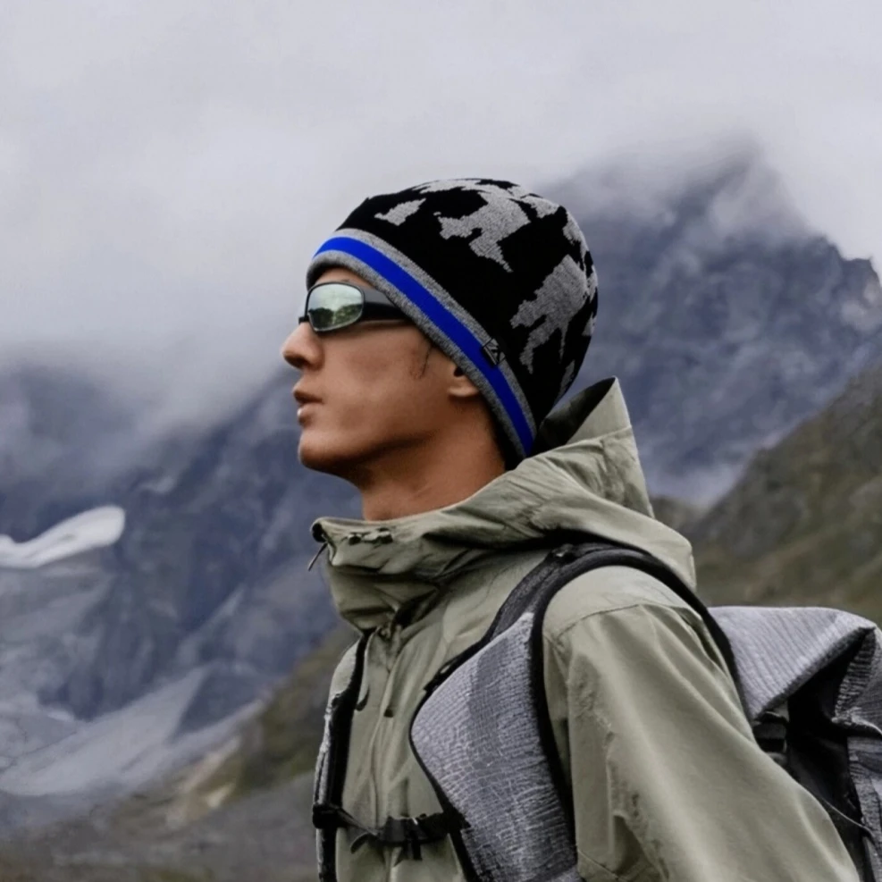 户外秋冬男士针织帽子02420保暖护耳简约百搭毛线帽