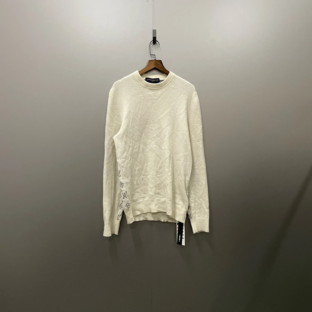 95新 LouisVuitton/路易威登 tt2 白色老花针织衫M码/95新/305592