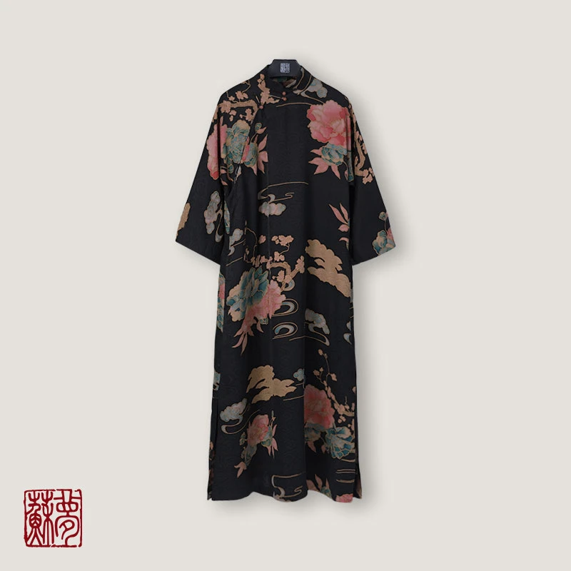 蘇夢【国色天香】香云纱中式百搭试穿立领斜襟大袍0101564