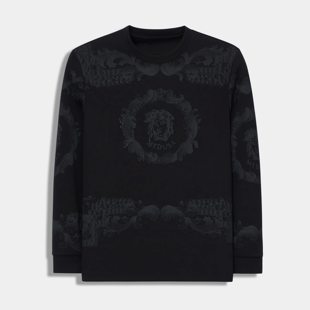 MeduSa/美杜莎卫衣男秋冬烫钻印花休闲圆领轻奢时尚长袖男装24149