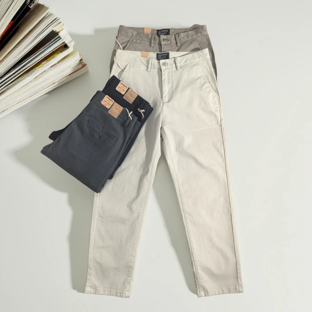 秋冬新款男士微弹休闲裤直筒时尚秋季宽松百搭简约微锥长裤