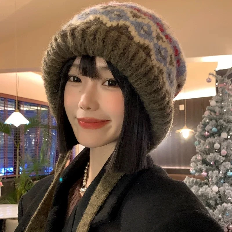 显脸小包包帽子两用巴拉克拉法帽女冬季保暖包头毛线帽护耳针织帽