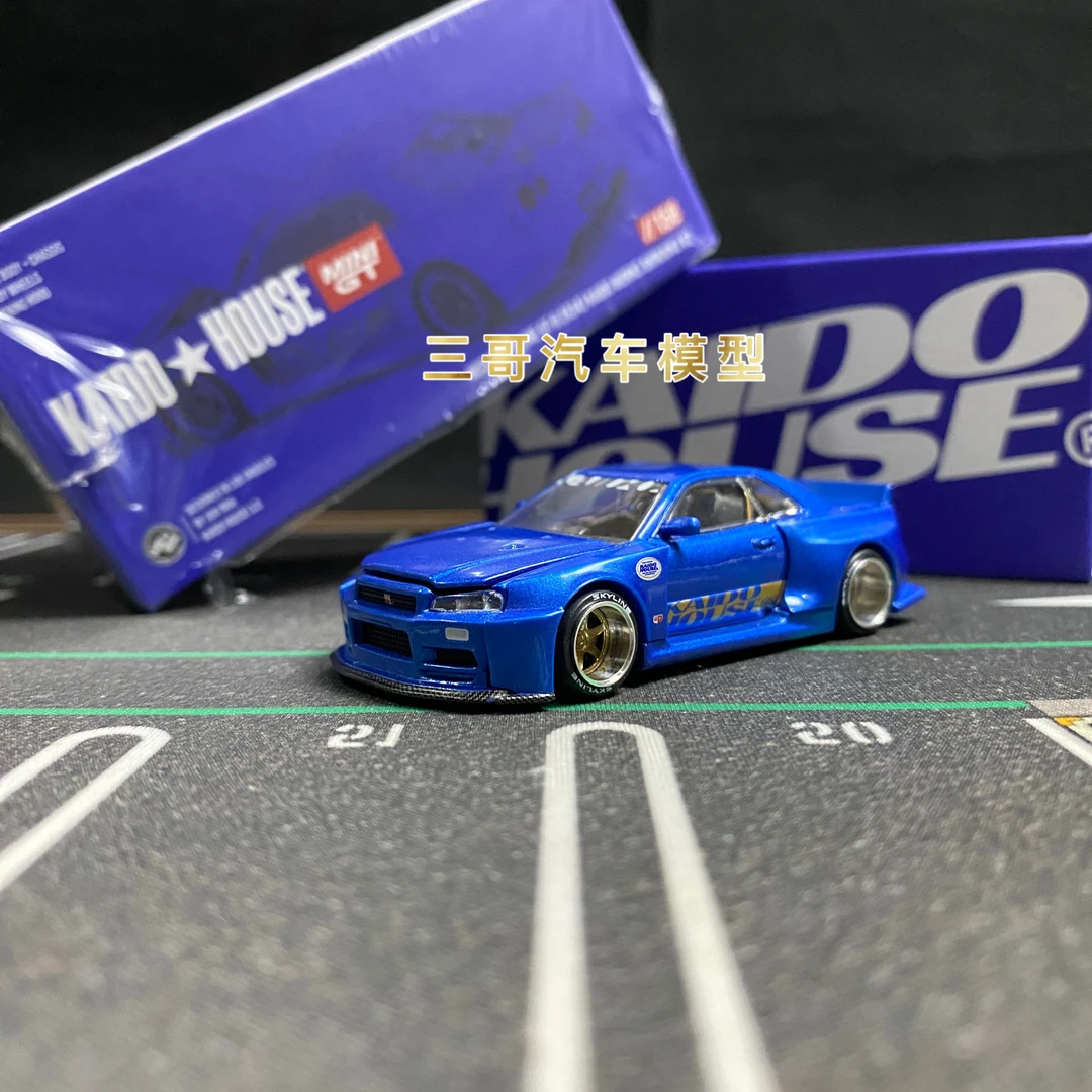 Kaido House+MINIGT 1:64 日产 GTR R34 蓝色 仿真合金汽车模型