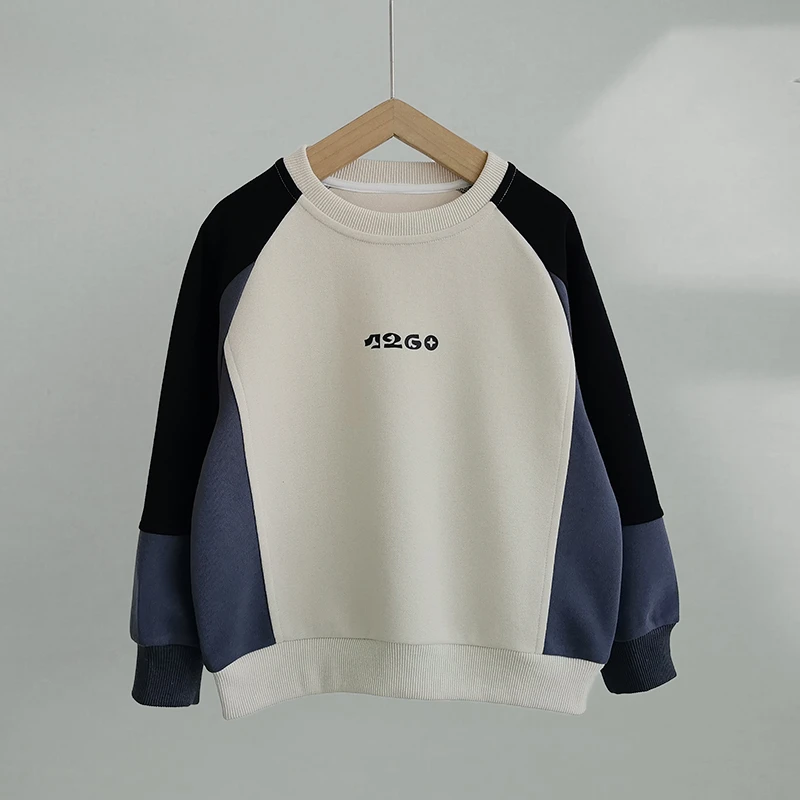 AW3018Y男童卫衣韩版宽松中大童拼接套头上衣春秋季新款百搭时尚