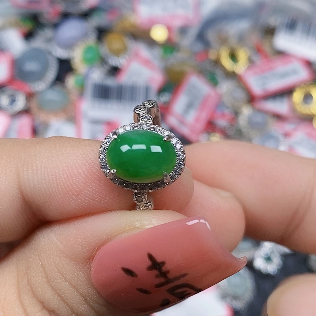 翡翠银S925镶嵌戒指
