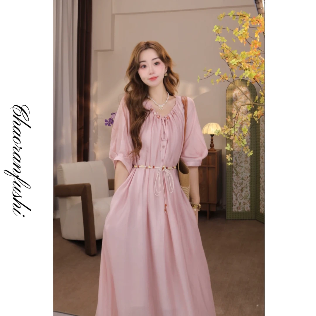 JOANOF2025时尚百搭连衣裙气质白色法式收腰三件套K255151