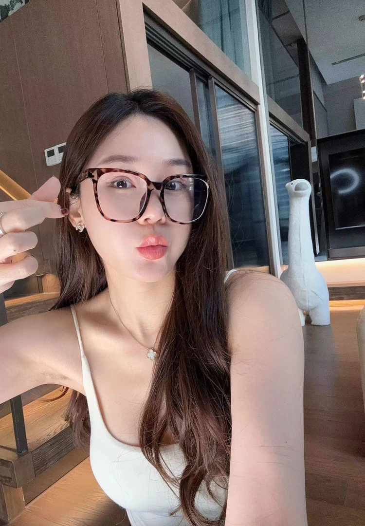 Mei Jin 复古豹纹大框眼镜女素颜显瘦镜框配件