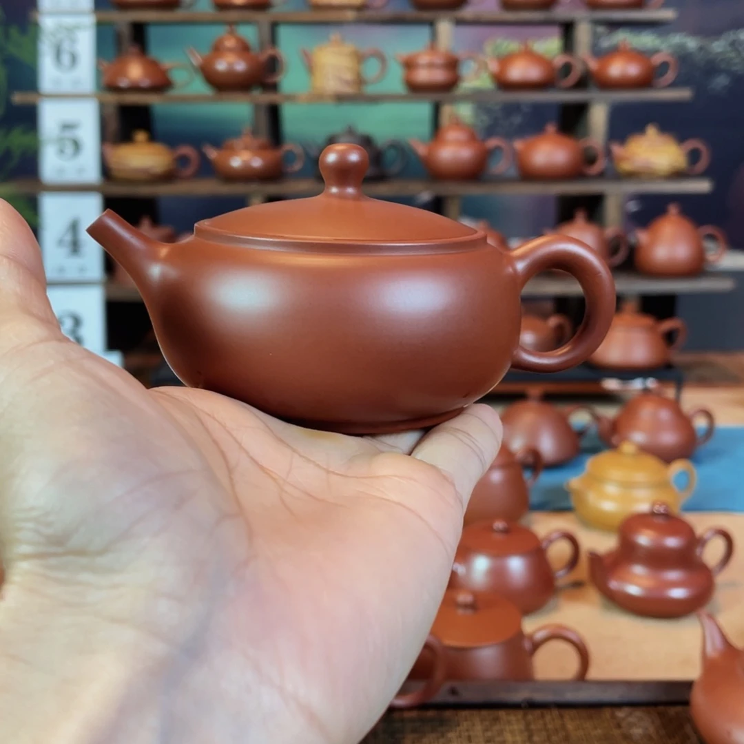 茶壶紫砂钰*潮州手工手拉朱泥广源壶