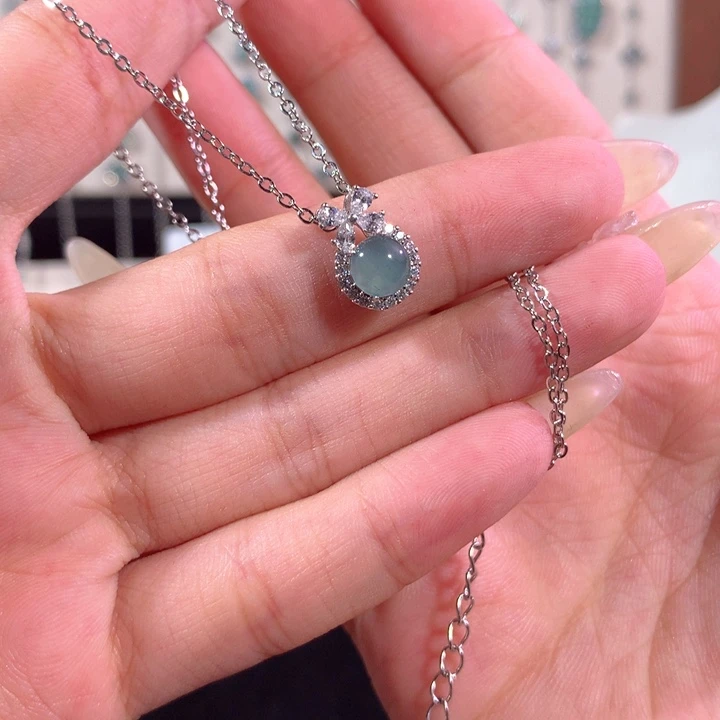 翡翠银S925镶嵌颈饰303蓝