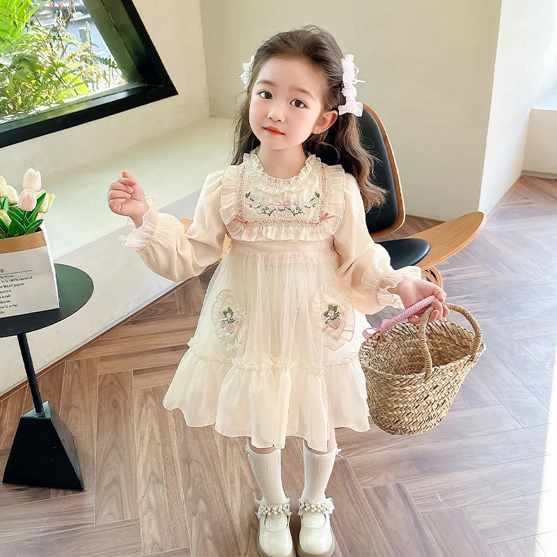 女童连衣裙春秋2025新款洋气秋季女宝宝长袖公主礼服裙洛丽塔纱裙