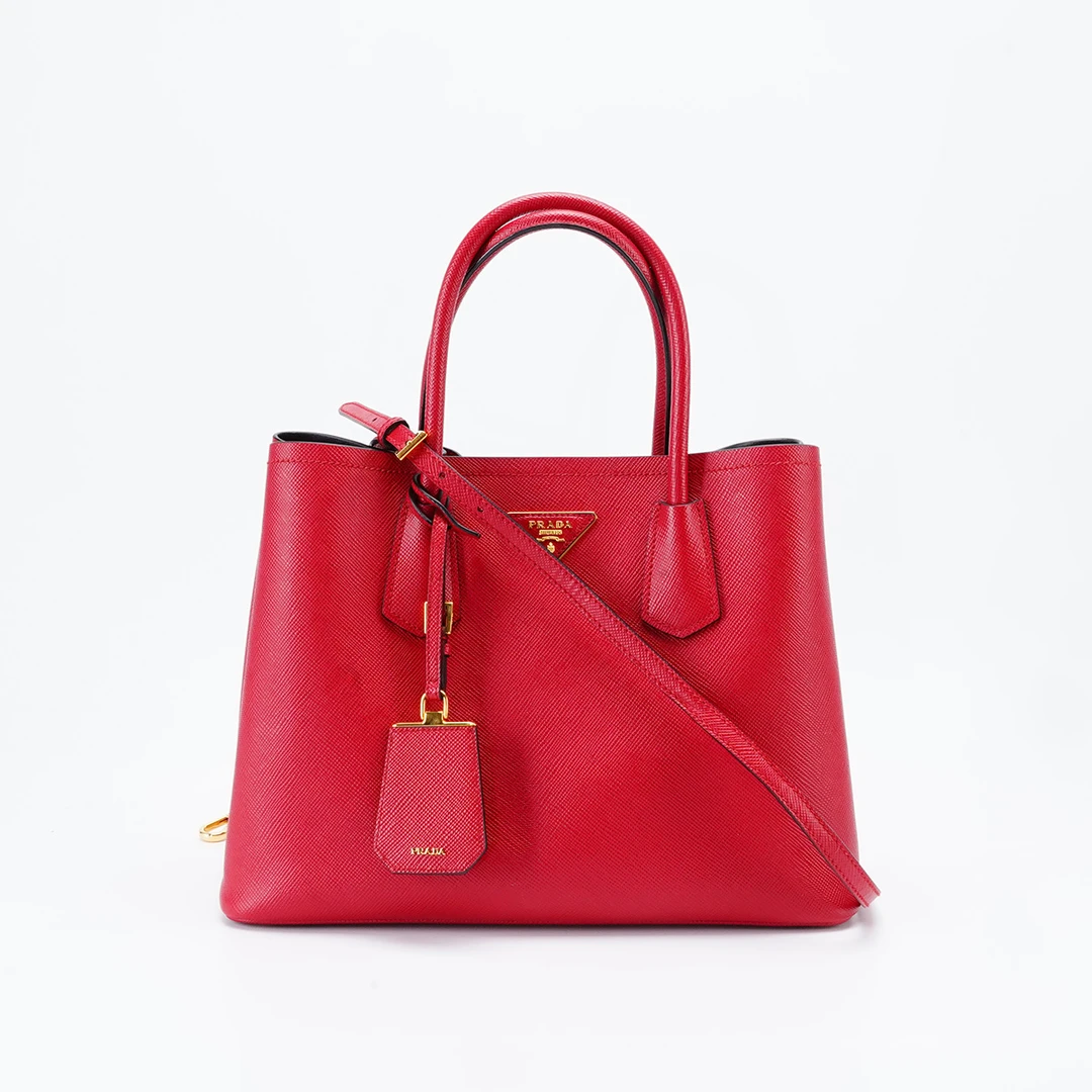 95新 Prada/普拉达 【白菜】double 中号肩带款包/BG23004573