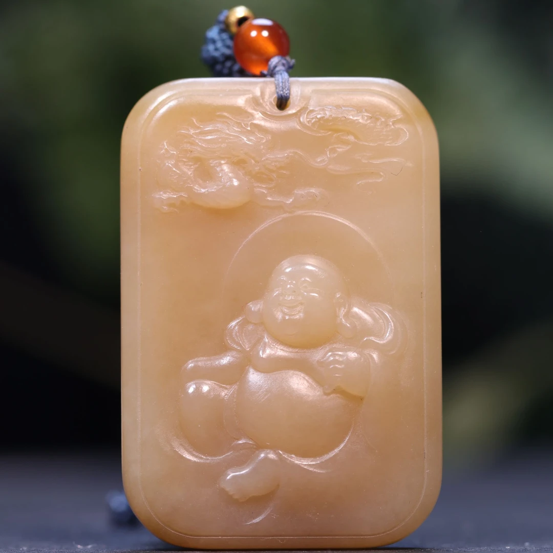 和田玉糖料弥勒佛吊坠