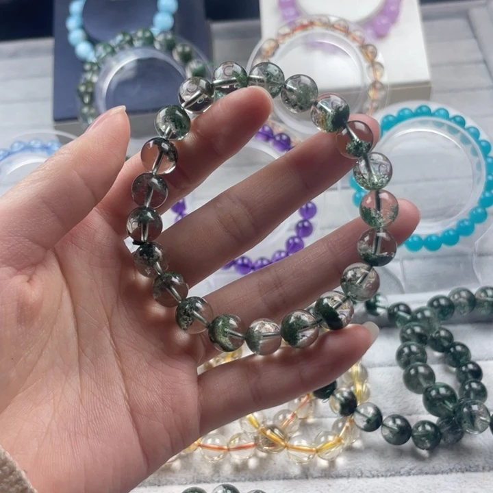 水晶圆珠未镶嵌绿幽灵9mm手串
