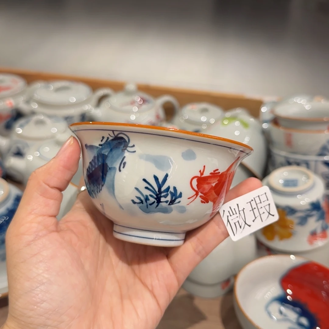 釉下手绘茶具微瑕