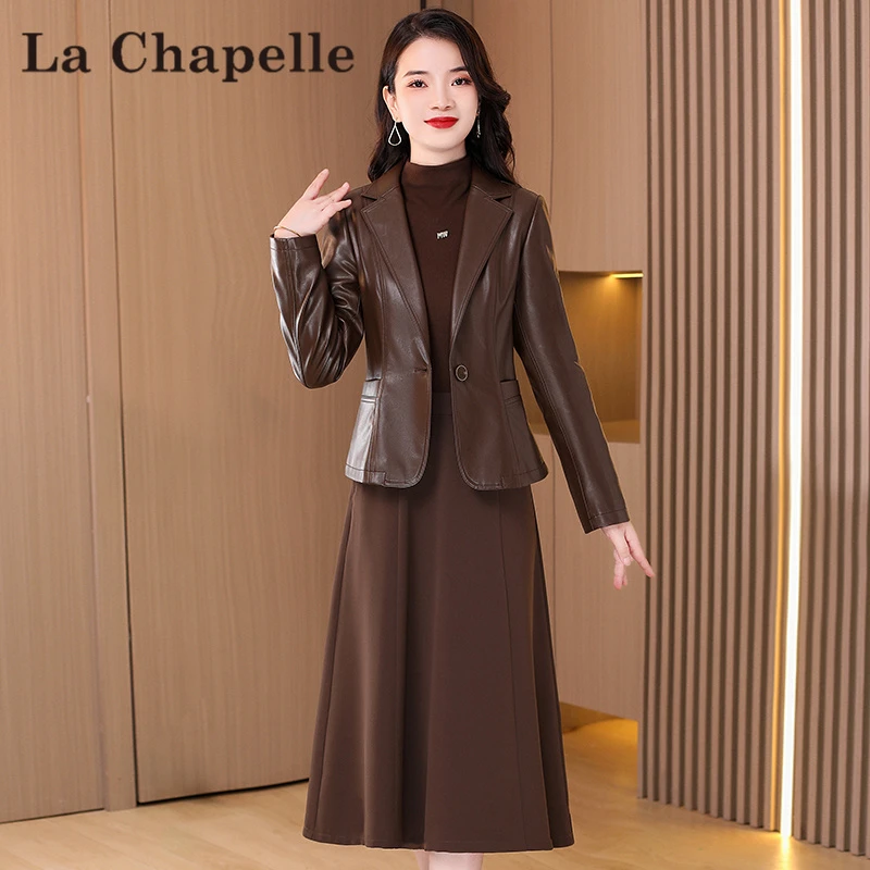 【拉夏】贵夫人时尚减龄套装连衣裙2025新款网红爆款十三行两件套裙