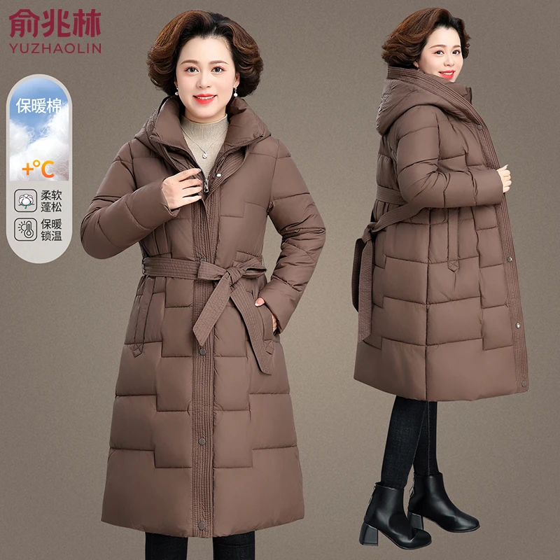 俞兆林妈妈棉服2025新款长款冬装外套中老年秋冬棉袄过膝保暖棉衣